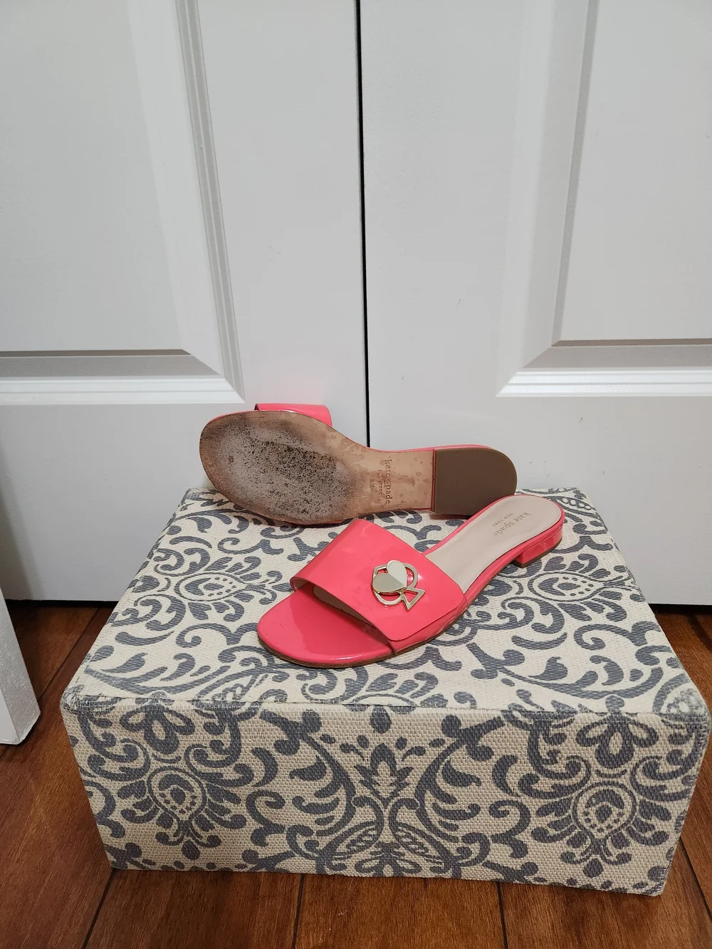Kate Spade New York  Coral/Pink  Patent Leather Ferry  Slide Sandals